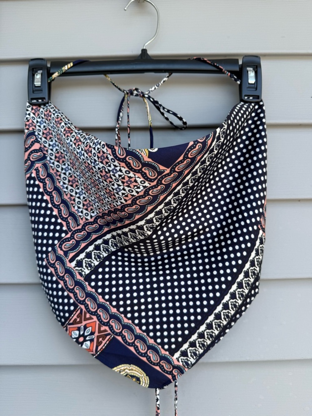 MIMOSA Navy Printed Scarf Halter Tank Top - Picture 2 of 6